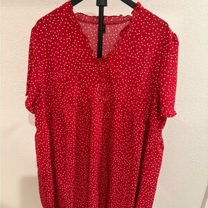 SHEIN Red and White Polka Dot Blouse